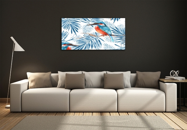 Foto glasbild Pflanzen und Vögel