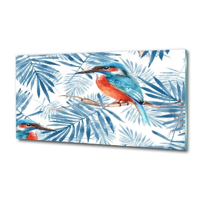 Foto glasbild Pflanzen und Vögel