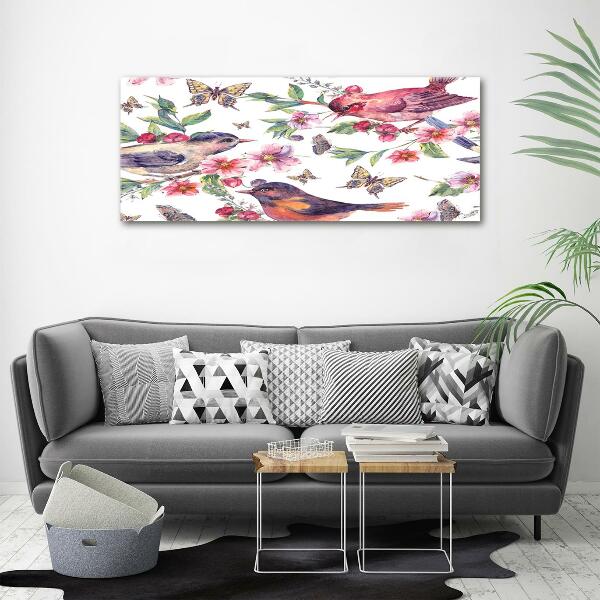 Bild auf glas Vögel, Schmetterlinge, Kirschen