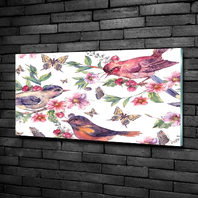 Bild auf glas Vögel, Schmetterlinge, Kirschen