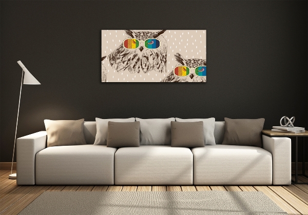Glasbild Eulen mit Brille