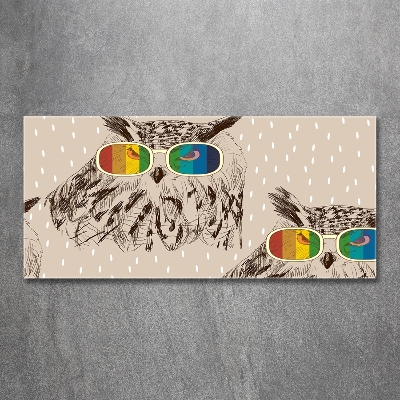 Glasbild Eulen mit Brille