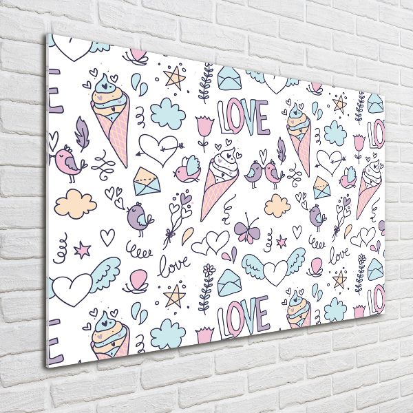 Glasbild Romantisches Muster