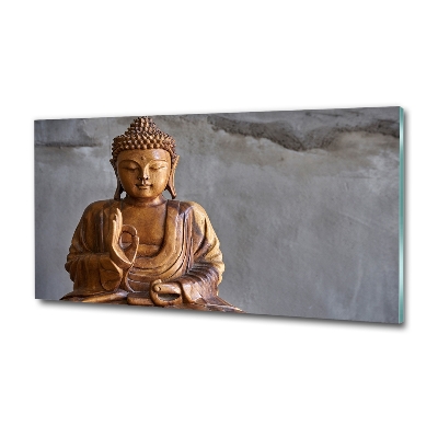 Glasbild Buddha aus Holz