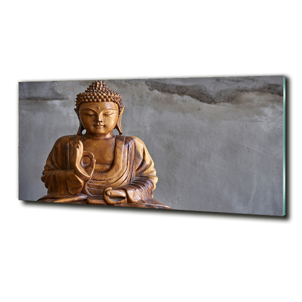 Glasbild Buddha aus Holz