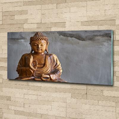 Glasbild Buddha aus Holz