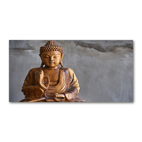 Glasbild Buddha aus Holz