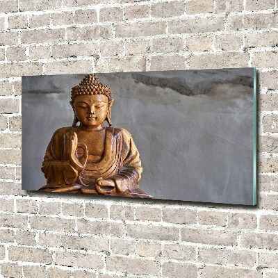 Glasbild Buddha aus Holz