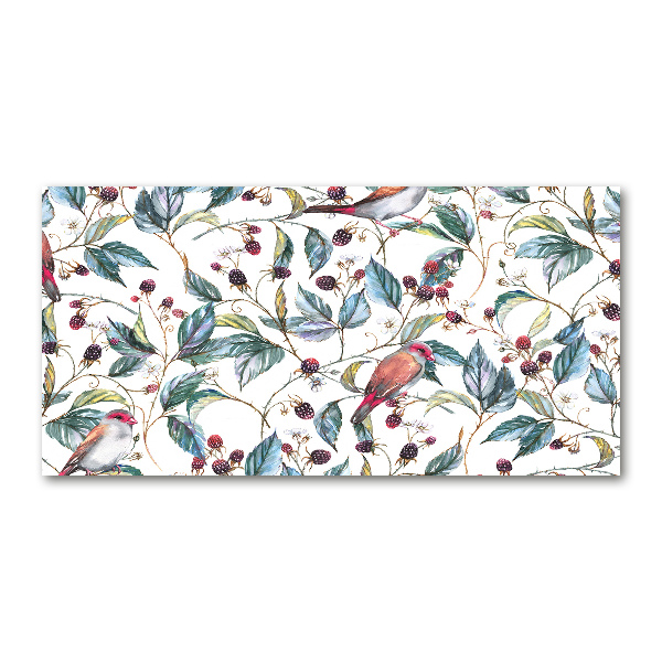 Bild auf glas Brombeeren und Vögel