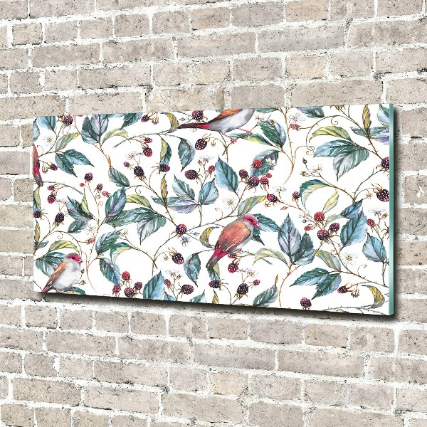 Bild auf glas Brombeeren und Vögel