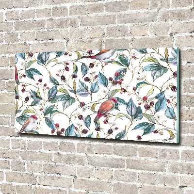 Bild auf glas Brombeeren und Vögel