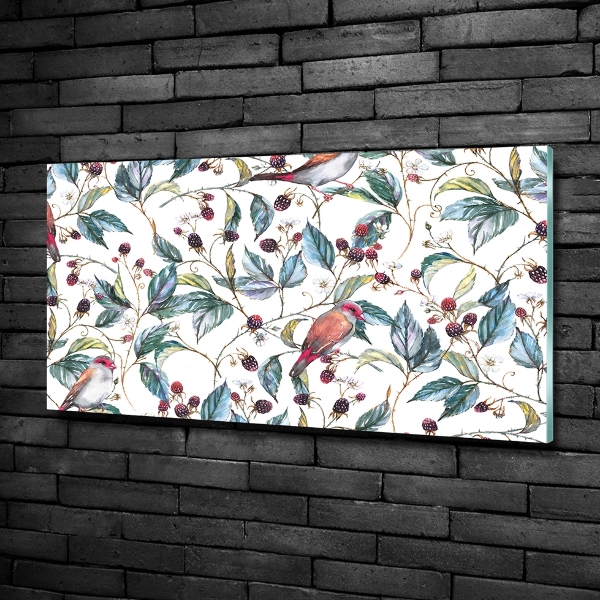 Bild auf glas Brombeeren und Vögel