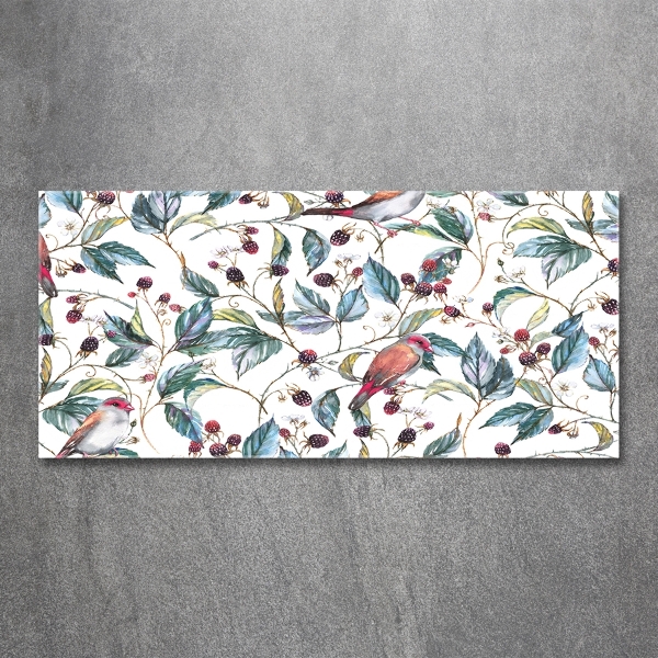 Bild auf glas Brombeeren und Vögel