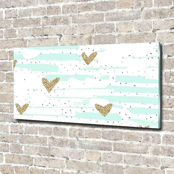 Foto glasbild Hintergrund mit goldenen Herzen