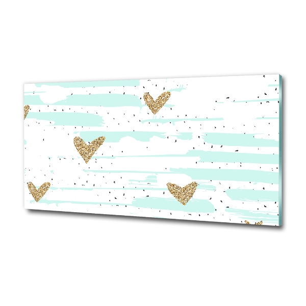 Foto glasbild Hintergrund mit goldenen Herzen