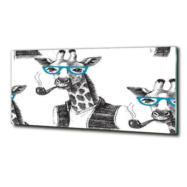 Bild auf glas Giraffe mit Brille