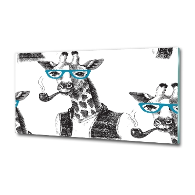 Bild auf glas Giraffe mit Brille