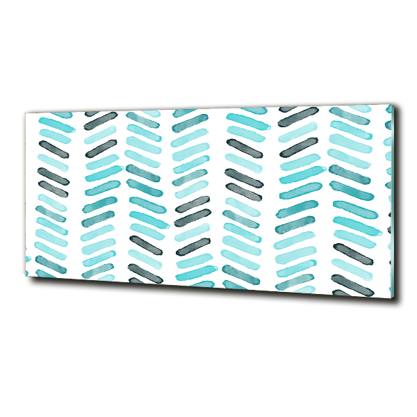 Foto glasbild Blaues Fischgrätmuster