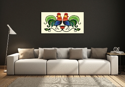 Foto glasbild Hahnen-Volksmuster