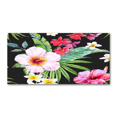 Foto glasbild Hawaiianische Blumen