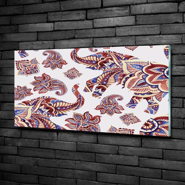 Glasbild Elefantenornamente