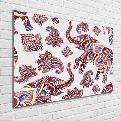 Glasbild Elefantenornamente