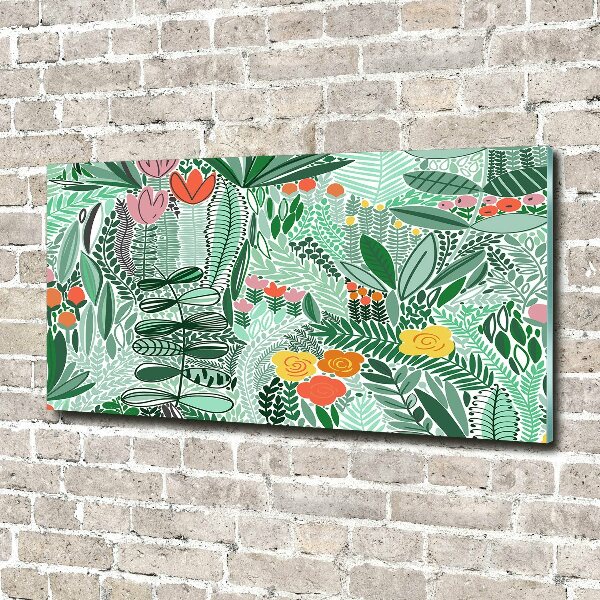 Glasbild Blumenmuster