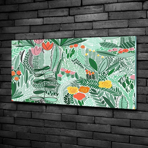 Glasbild Blumenmuster