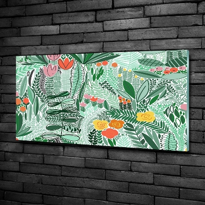 Glasbild Blumenmuster