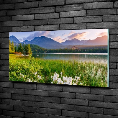 Bild auf glas See in den Bergen