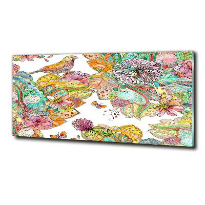 Foto glasbild Vogel und Ornamente