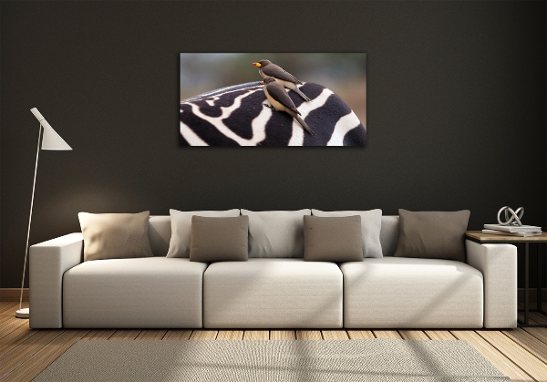 Glasbild Vögel und Zebras