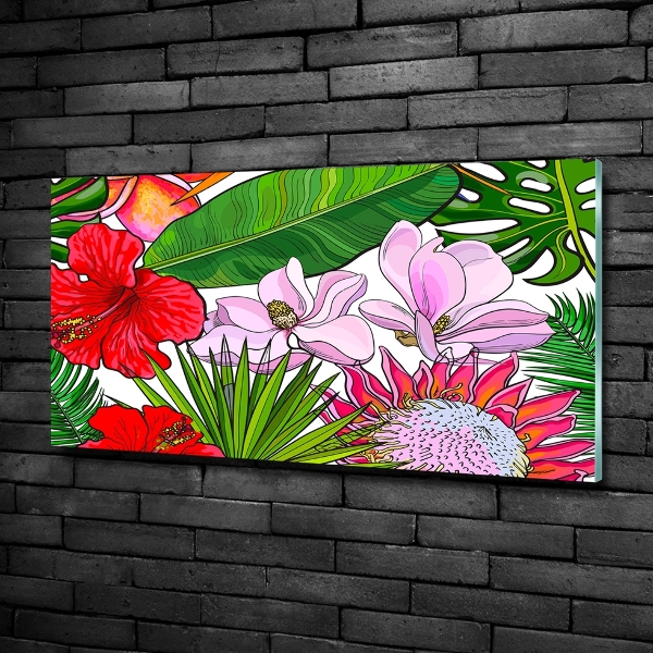 Foto glasbild Hawaiianische Blumen