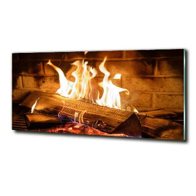 Foto glasbild Holz im Kamin