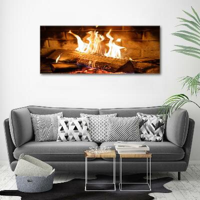 Foto glasbild Holz im Kamin