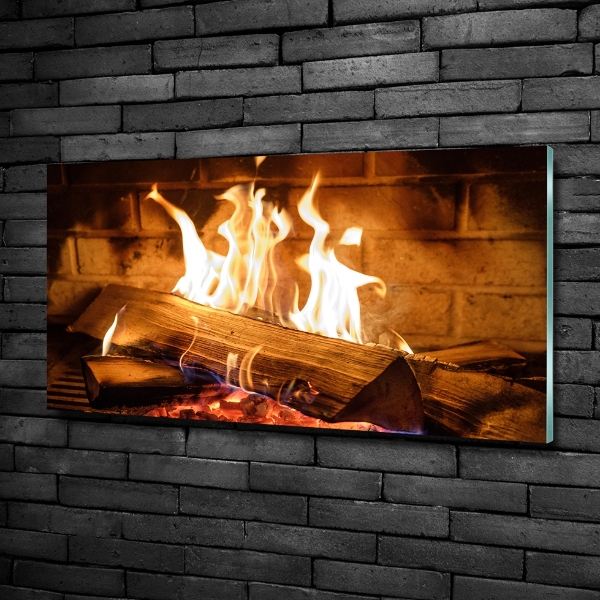Foto glasbild Holz im Kamin