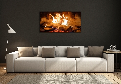 Foto glasbild Holz im Kamin