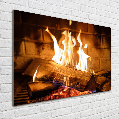 Foto glasbild Holz im Kamin