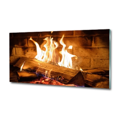 Foto glasbild Holz im Kamin