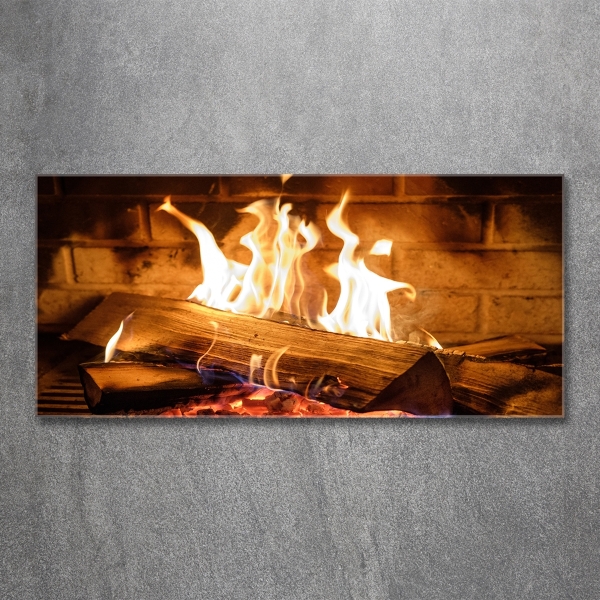 Foto glasbild Holz im Kamin