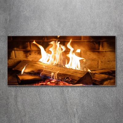 Foto glasbild Holz im Kamin