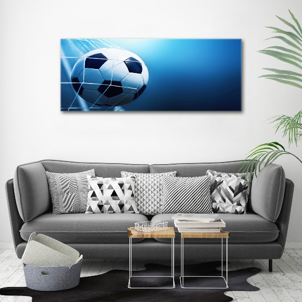 Glasbild Der Ball ist im Tor