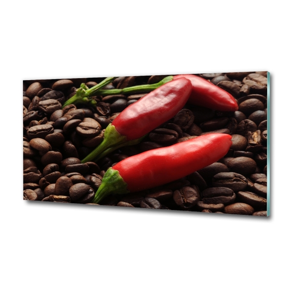 Foto glasbild Chili und Kaffee