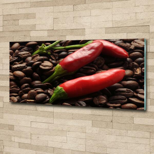 Foto glasbild Chili und Kaffee