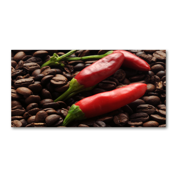 Foto glasbild Chili und Kaffee