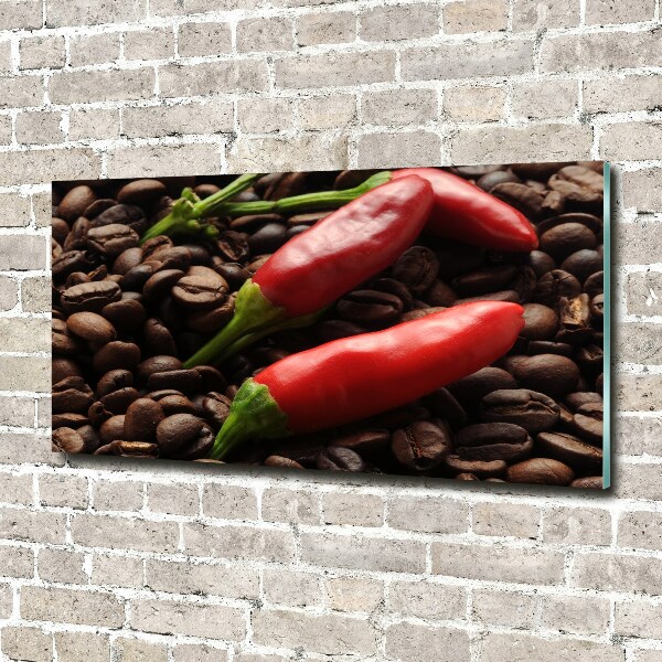 Foto glasbild Chili und Kaffee