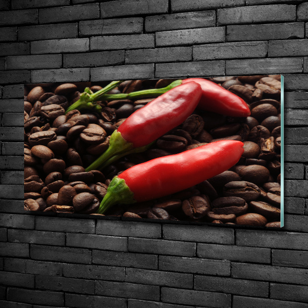 Foto glasbild Chili und Kaffee