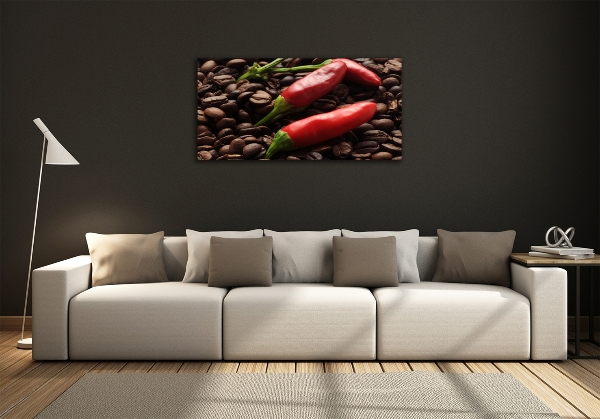 Foto glasbild Chili und Kaffee