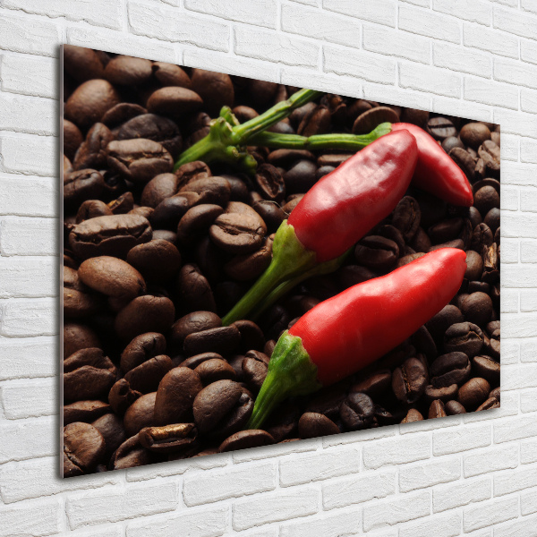 Foto glasbild Chili und Kaffee