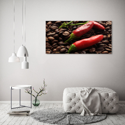 Foto glasbild Chili und Kaffee